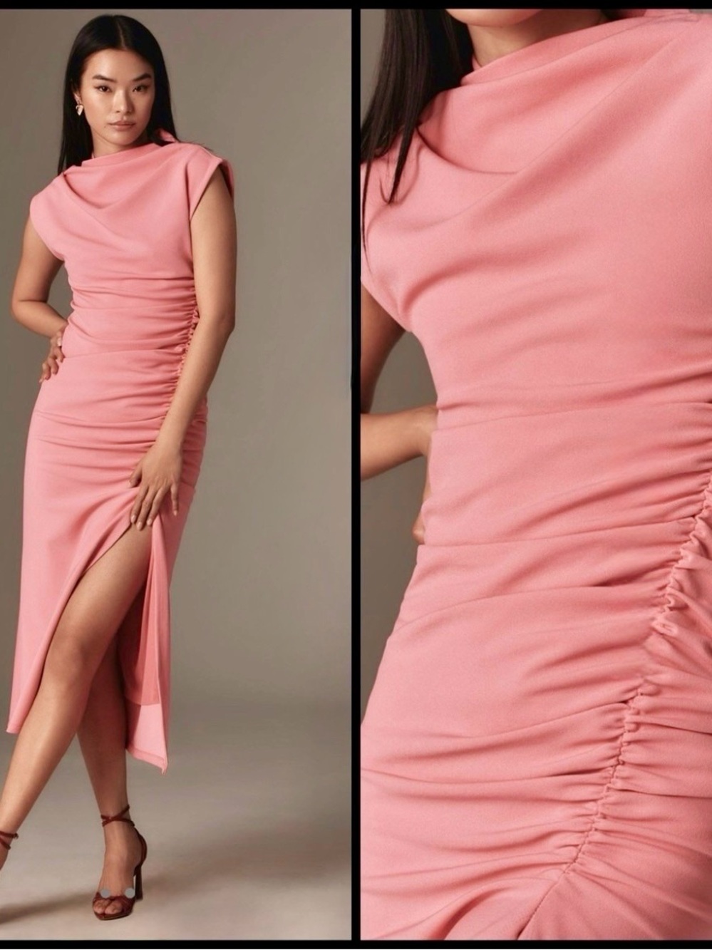 Brand New by Anthropologie The Maya Ruched Cowl-Neck Dress